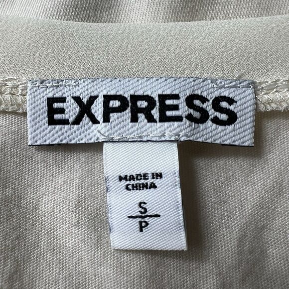 EXPRESS Women’s Tank Top Ivory Size SP Lace Sequins Striped Sleeveless Summer - Picture 3 of 13